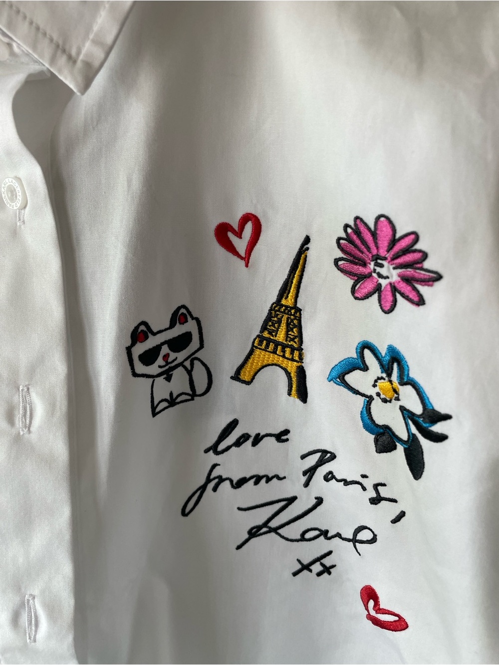 BWT Karl Lagerfeld White Embroidered Short-Sleeve Shirt. Price Is firm - Picture 6 of 12
